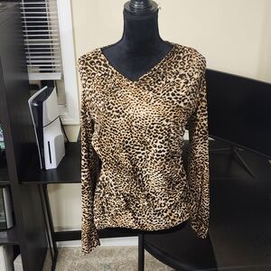 Wild Elegance Leopard Print V-Neck Blouse